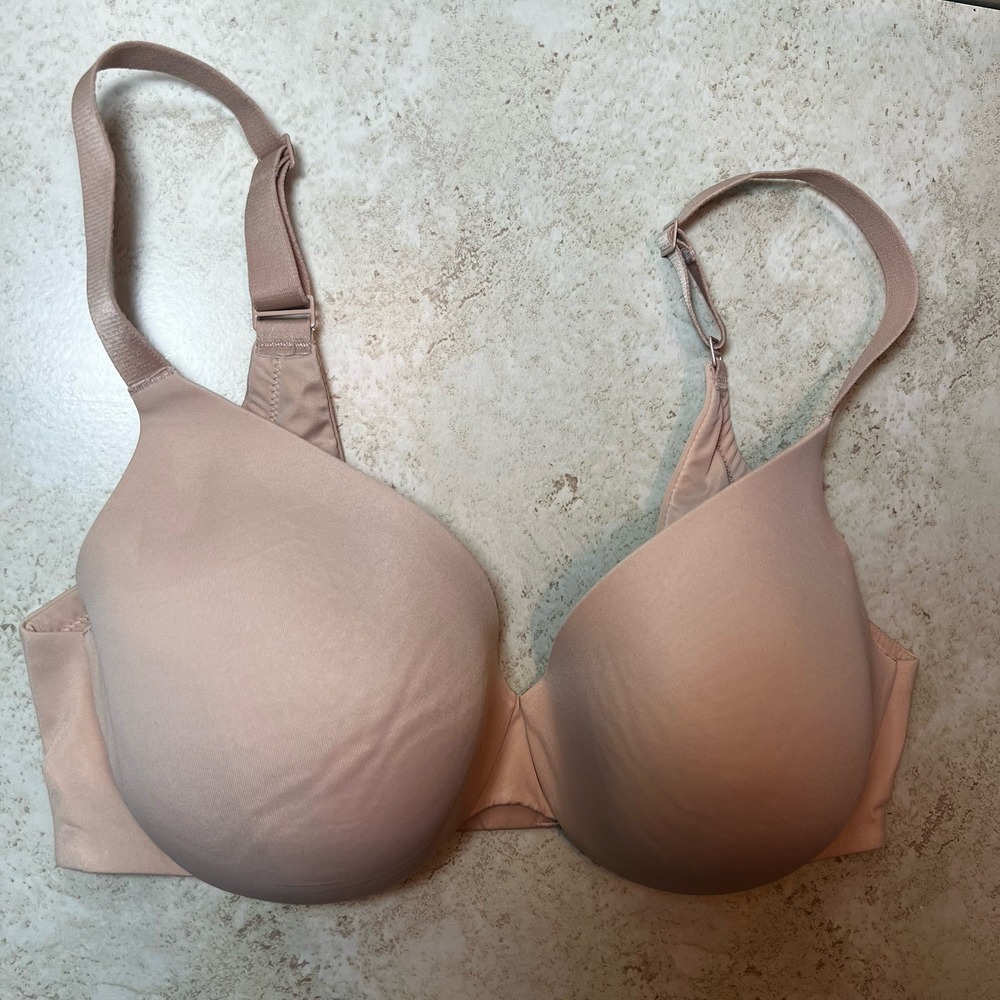 Skims Always Fits Plunge Bra 34D Clay Nude Tan T Shirt Lightweight Underwire